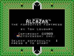 Alcazar the Forgotten Fortress title screen for Colecovision